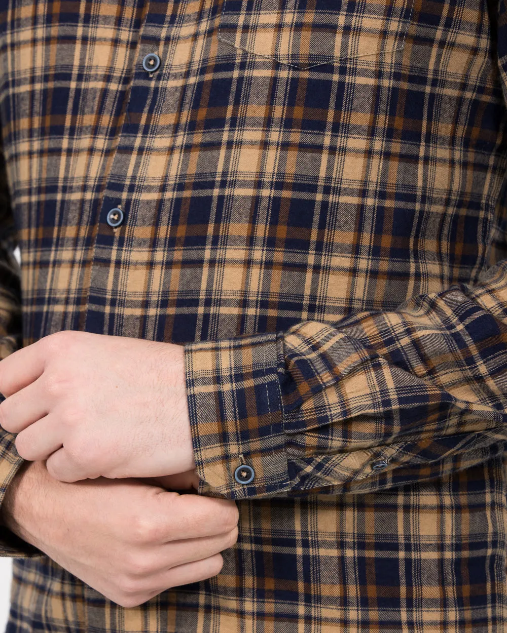 2t Extra Tall Slim Fit Long Sleeve Shirt (camel check) Clean Cut