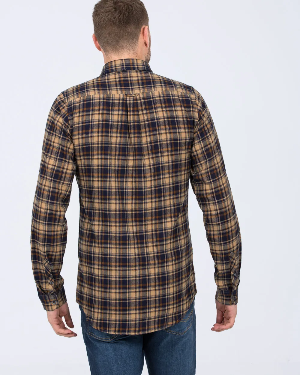 2t Extra Tall Slim Fit Long Sleeve Shirt (camel check) Pure Vibe