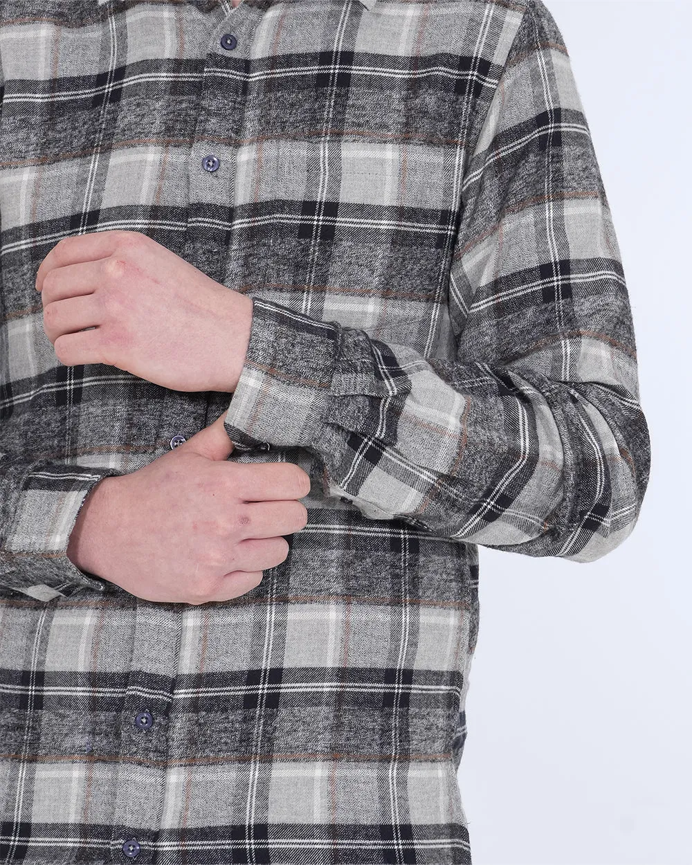 2t Extra Tall Slim Fit Long Sleeve Shirt (silver check) All Fit