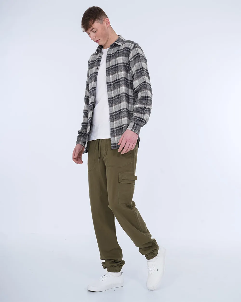 2t Extra Tall Slim Fit Long Sleeve Shirt (silver check) Night Calm