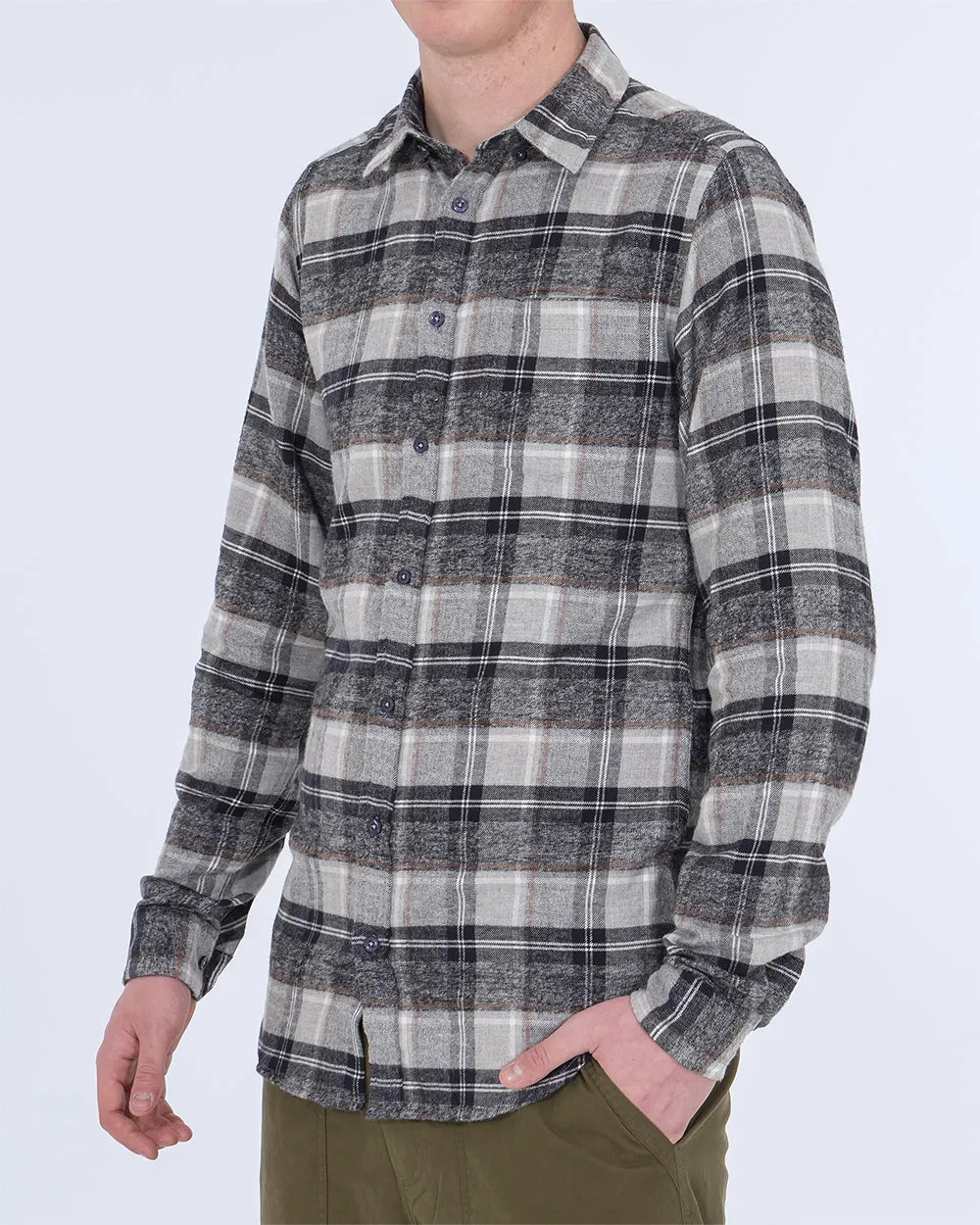 2t Extra Tall Slim Fit Long Sleeve Shirt (silver check) Fine Fit