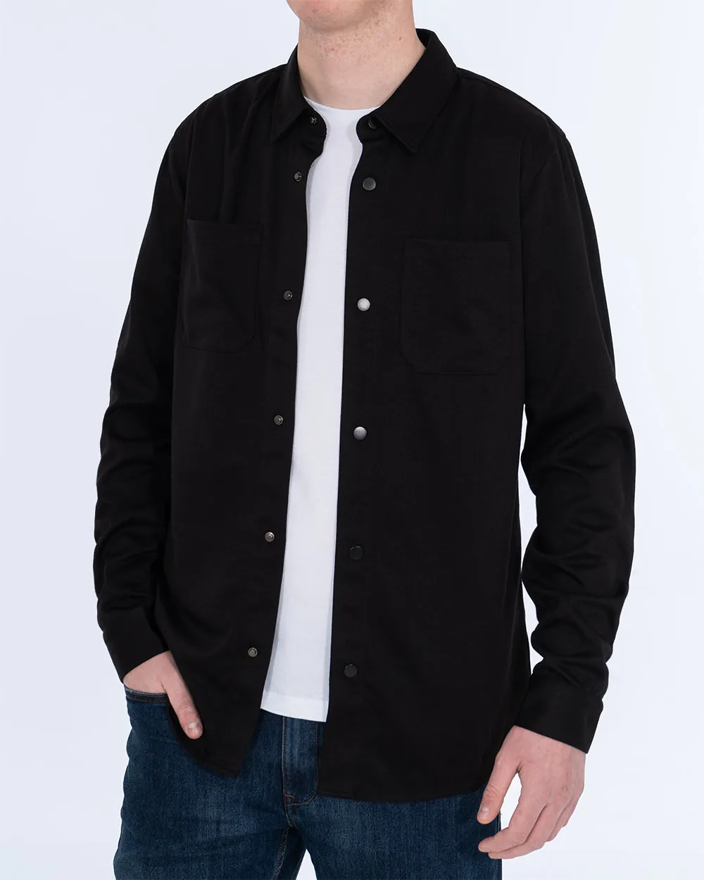 2t Ezra Tall Jersey Shacket (black) Business Fit