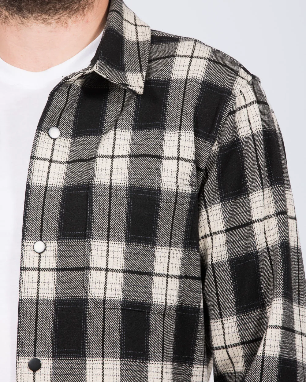 2t Ezra Tall Jersey Shacket (black/cream check) Date Ready