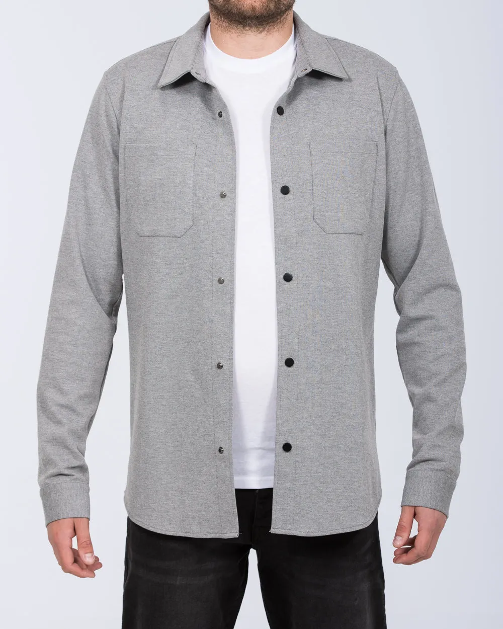 2t Ezra Tall Jersey Shacket (charcoal) Mindful Wear