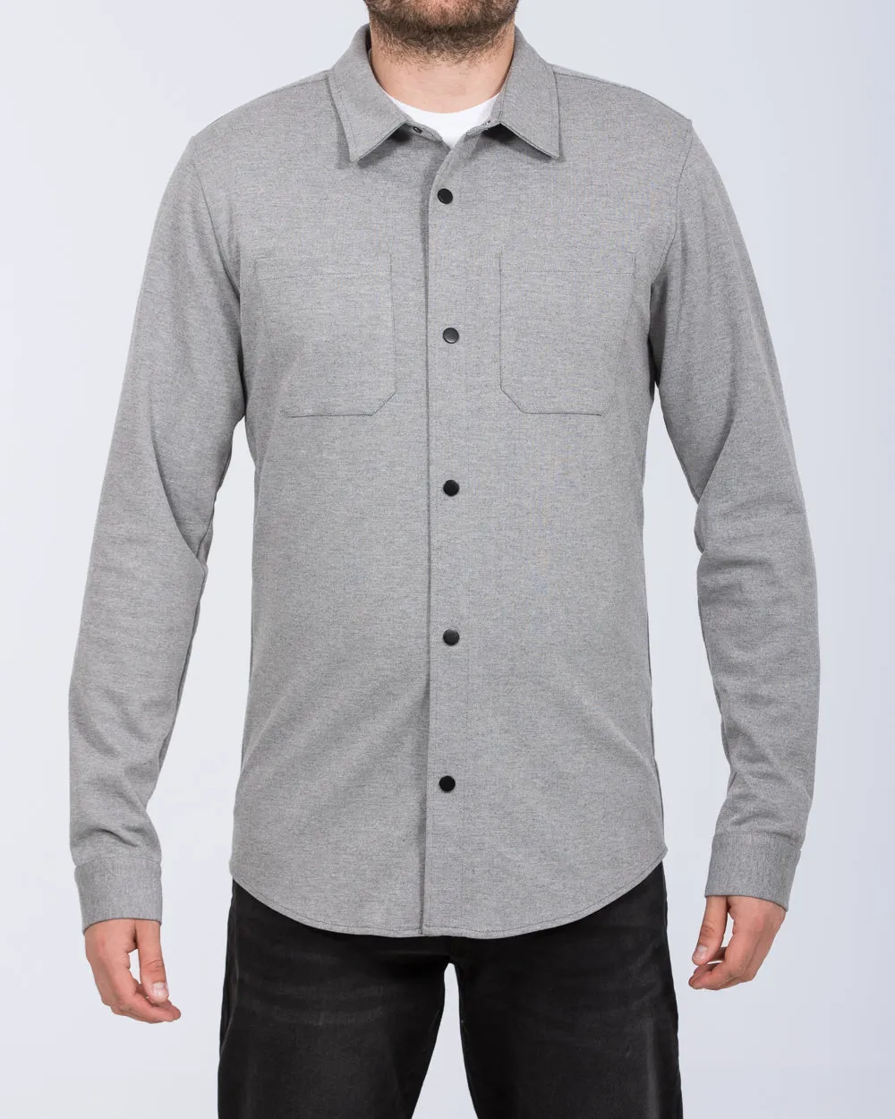 2t Ezra Tall Jersey Shacket (charcoal) fashion layering
