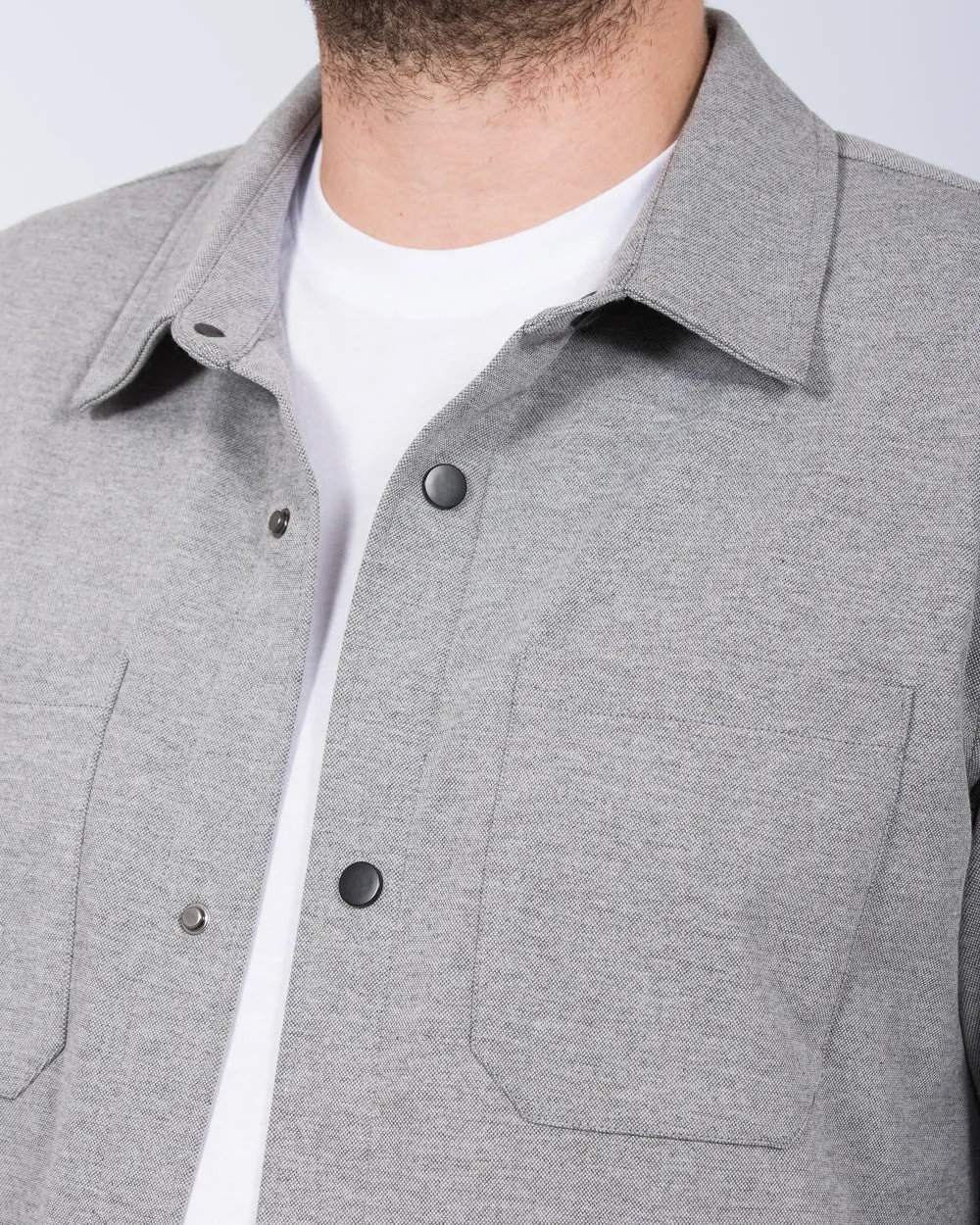 2t Ezra Tall Jersey Shacket (charcoal) Chic Utility