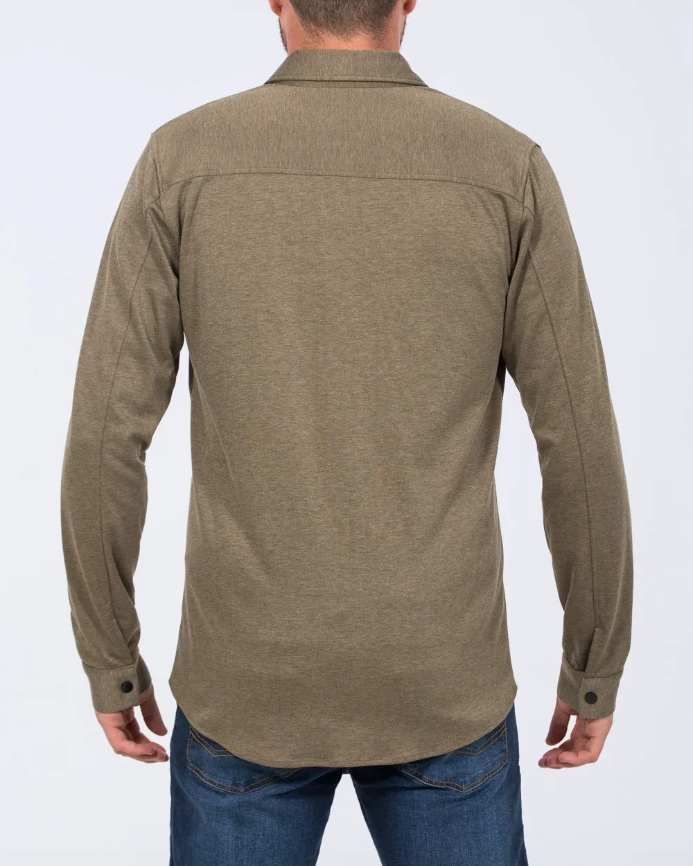 2t Ezra Tall Jersey Shacket (khaki) lightweight protectant
