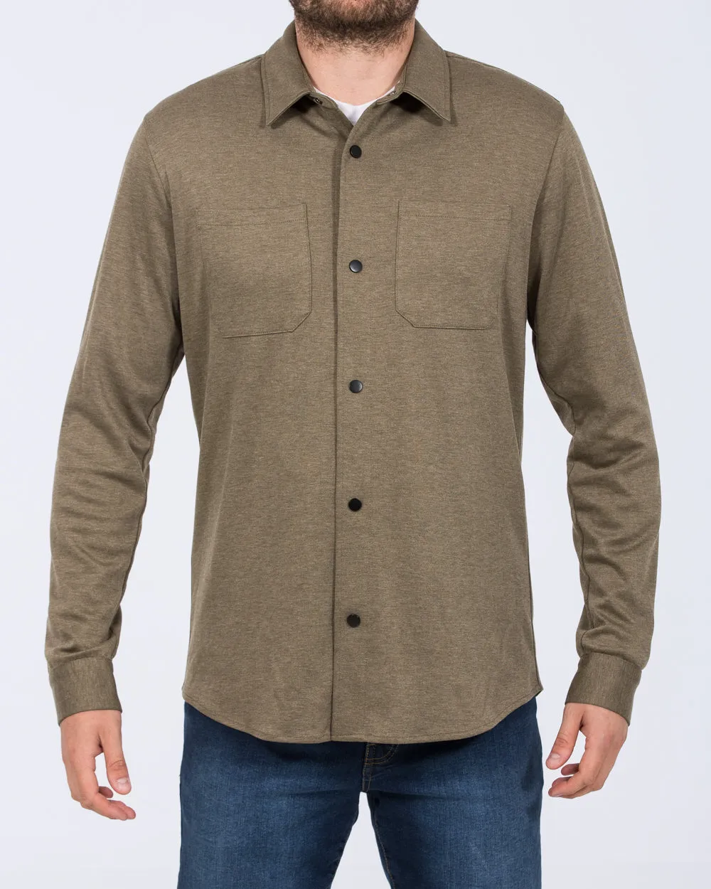 2t Ezra Tall Jersey Shacket (khaki) heritage casual coat