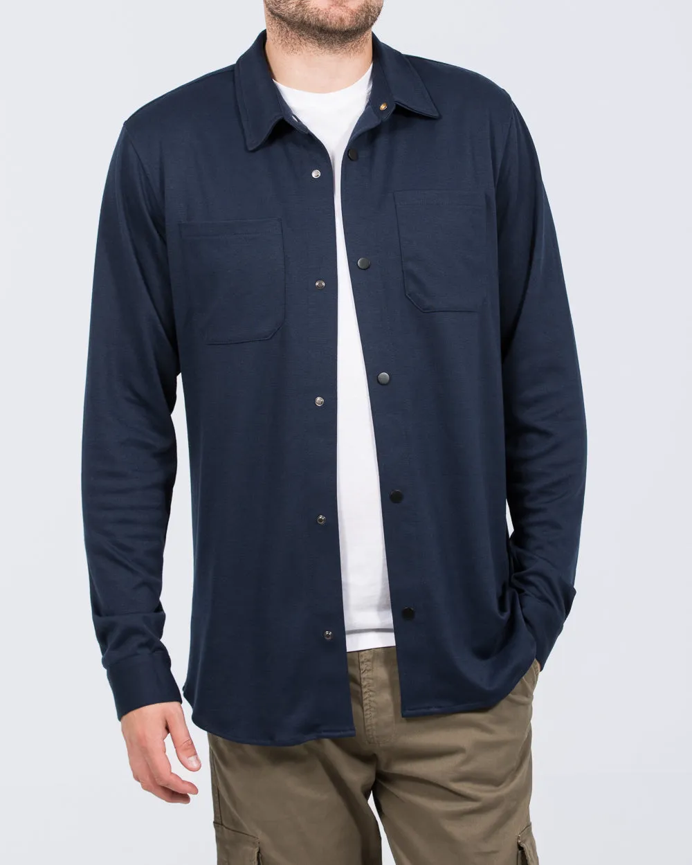 2t Ezra Tall Jersey Shacket (navy) thermal comfort wear