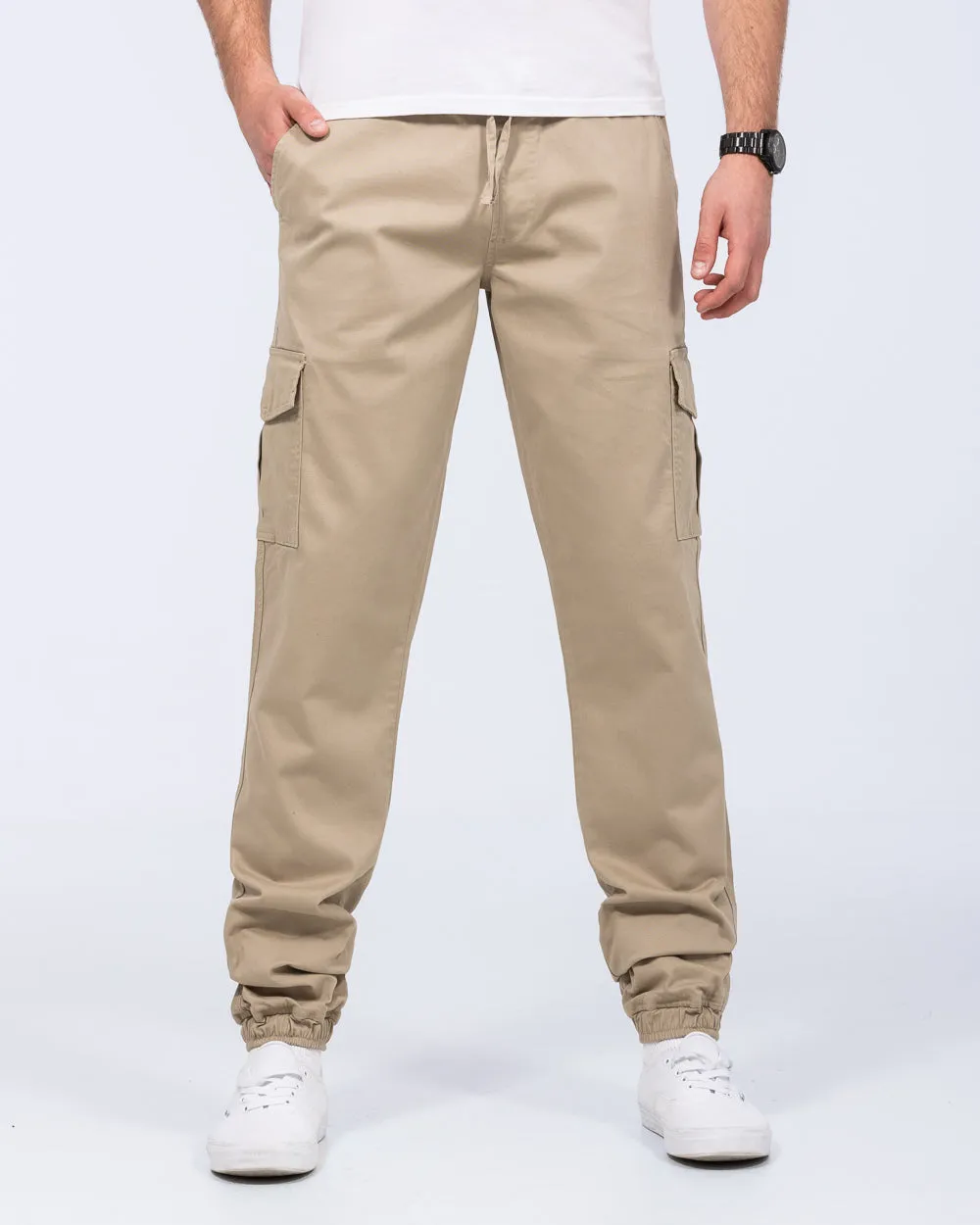 2t Fabio Regular Fit Tall Stretch Cargo Trousers (beige) rain proof