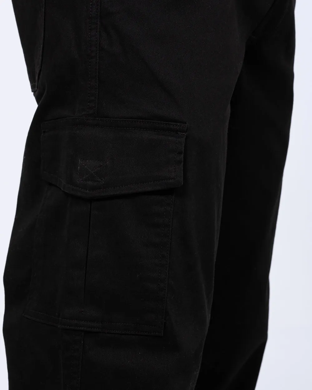2t Fabio Regular Fit Tall Stretch Cargo Trousers (black) utility inspired
