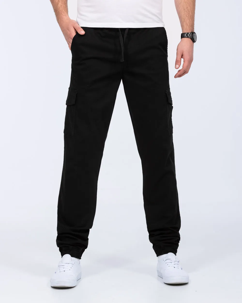 2t Fabio Regular Fit Tall Stretch Cargo Trousers (black) utility layers