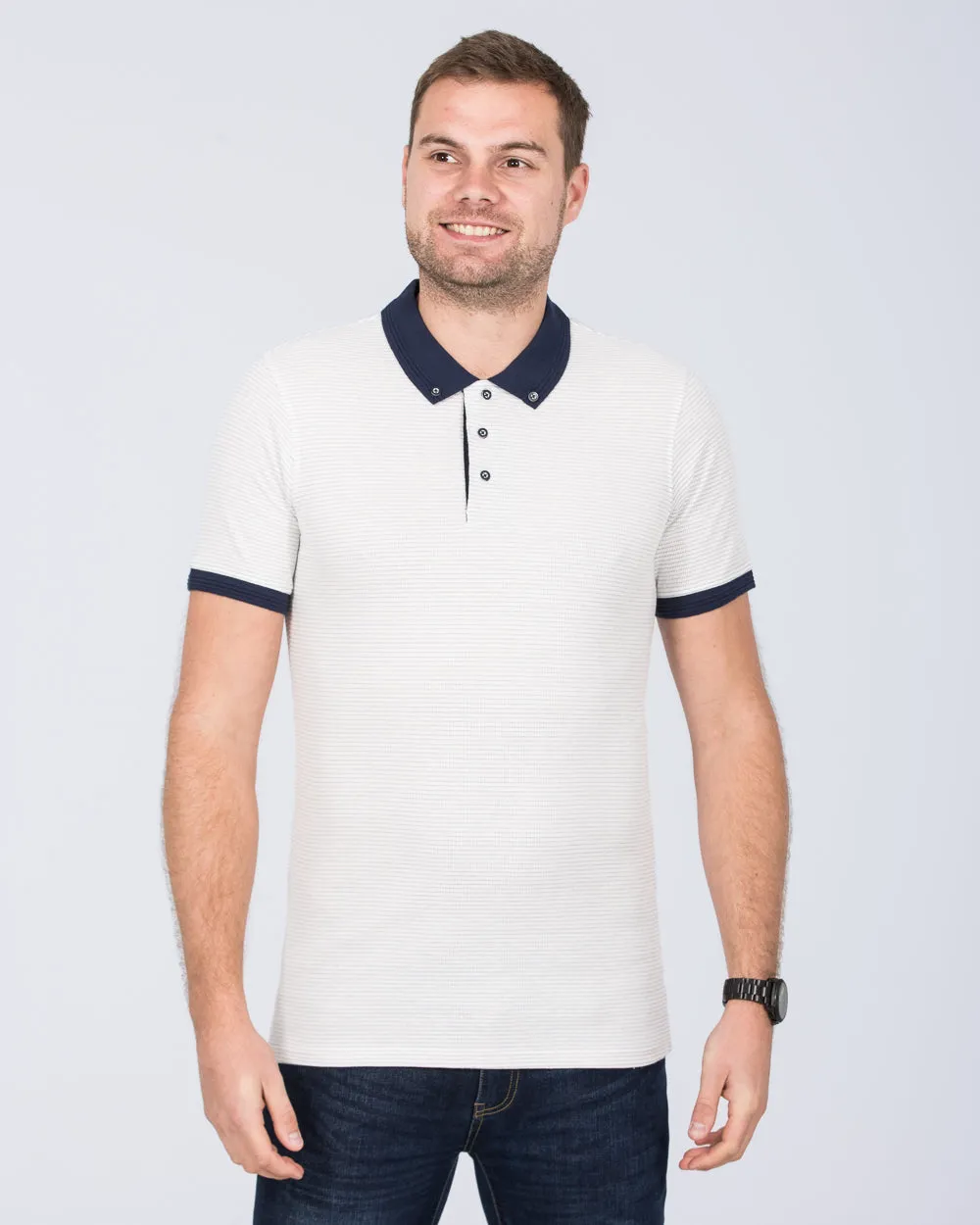 2t Finner Slim Fit Tall Polo Shirt (off white) neat line