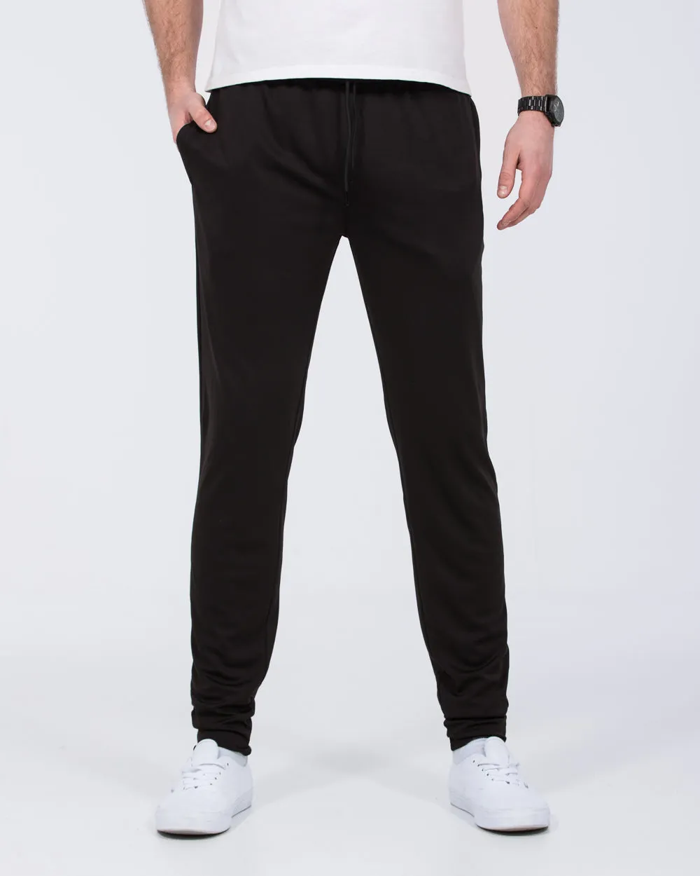 2t Gabriel Slim Fit Tall Open Hem Tracksuit Bottoms (black) all seasons