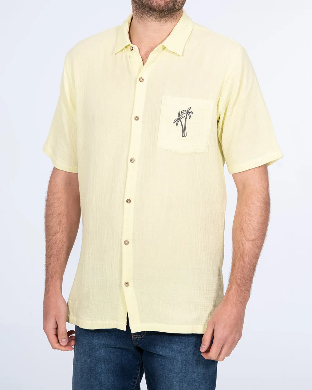 2t Grayson Tall Short Sleeve Embroidered Shirt (lime palm) Gentle Touch