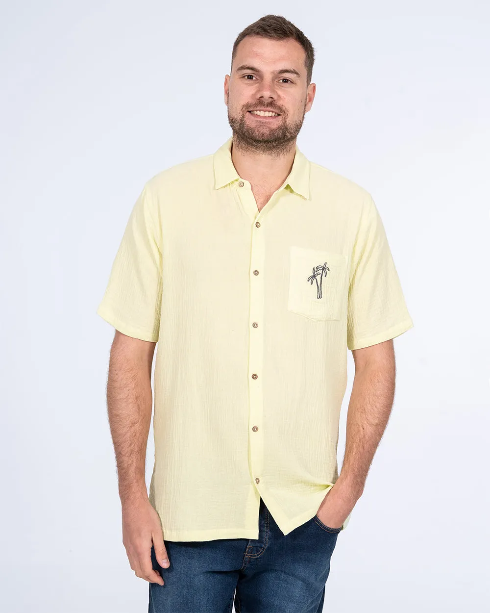 2t Grayson Tall Short Sleeve Embroidered Shirt (lime palm) Casual Cool