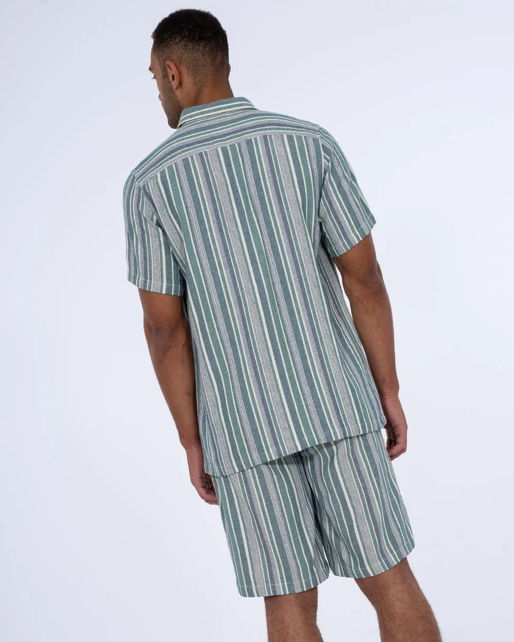 2t Greg Tall Short Sleeve Striped Shirt (green) Edge Modern