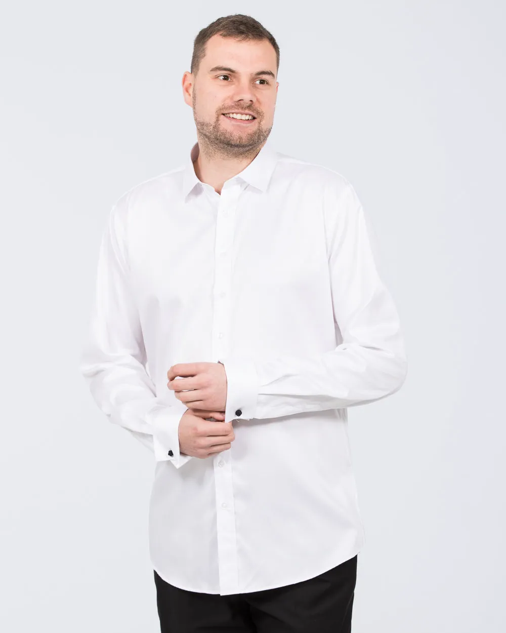 2t Gregor Regular Fit Extra Tall Double Cuff Shirt (white) Lounge Ready