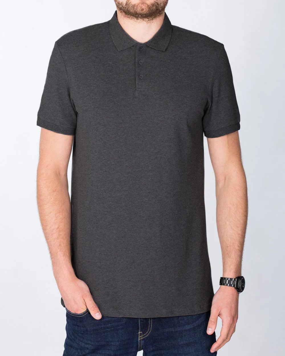 2t Jack Slim Fit Tall Polo Shirt (charcoal) grounded mood