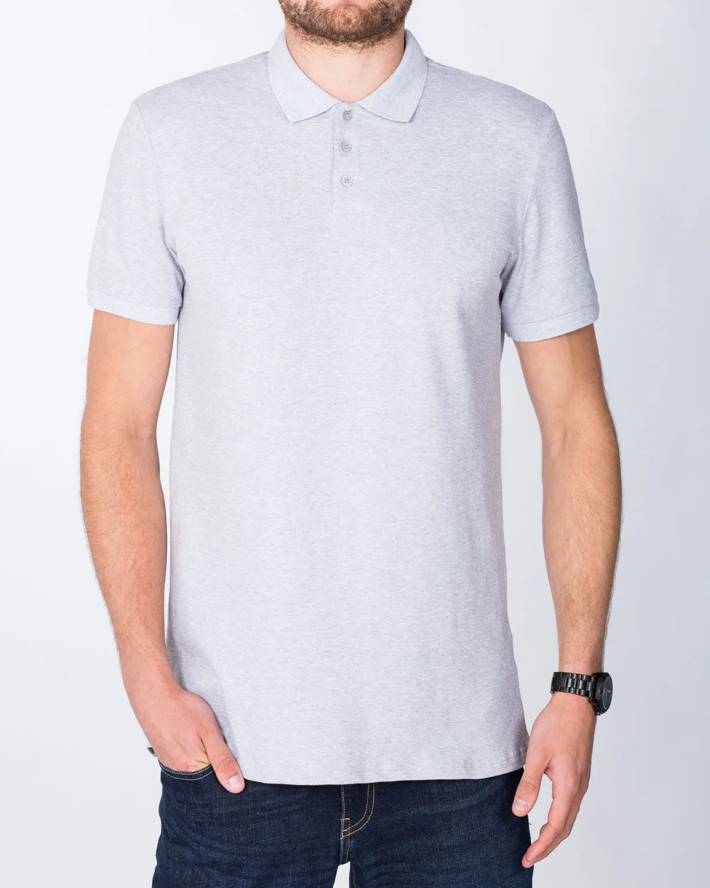 2t Jack Slim Fit Tall Polo Shirt (heather grey) classic feel
