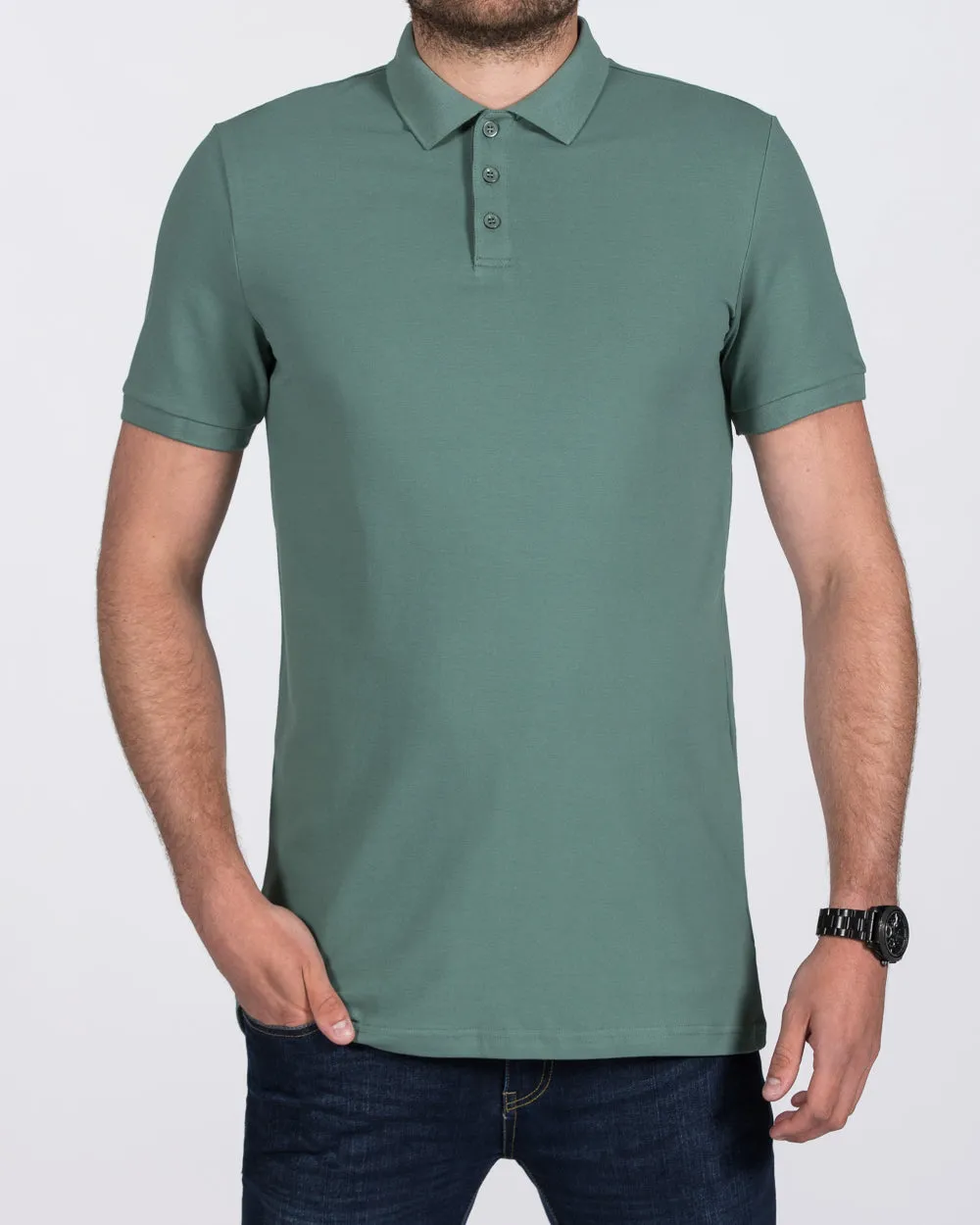 2t Jack Slim Fit Tall Polo Shirt (mid green) campus wear