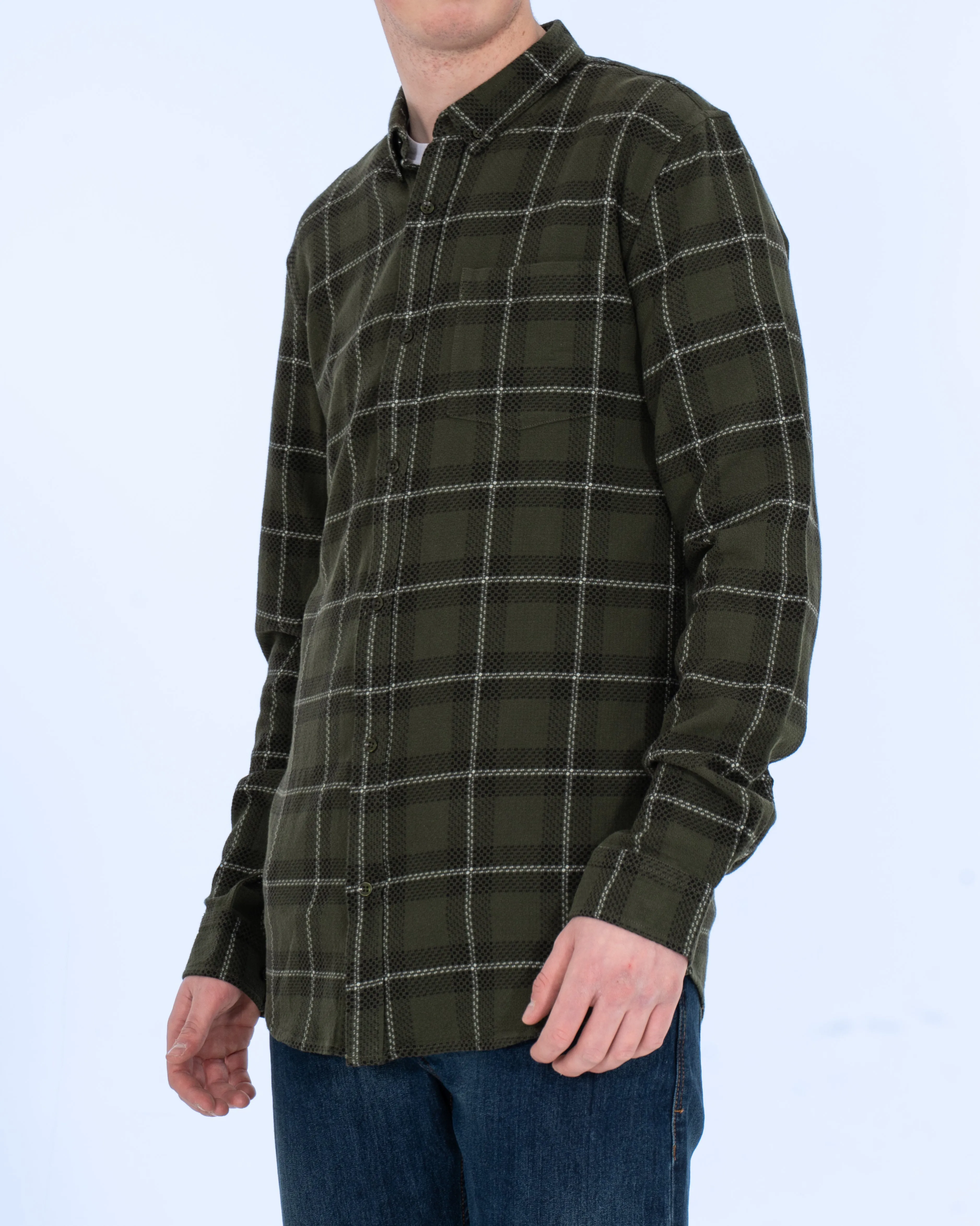 2t Jackson Extra Tall Oxford Shirt (dark green check) Silky Day