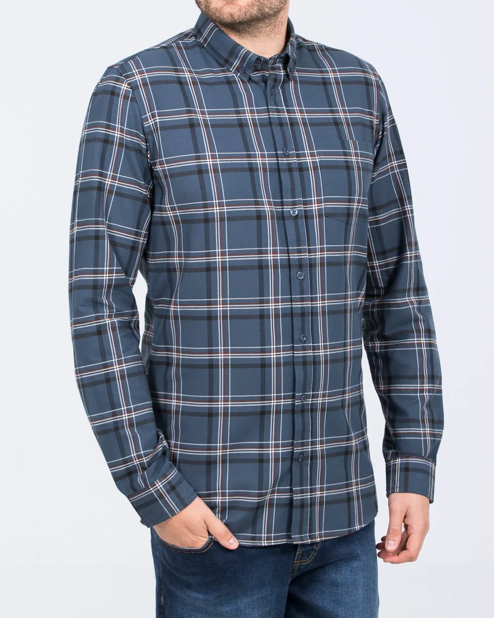 2t Jackson Extra Tall Slim Fit Oxford Shirt (blue check) Daily Boost
