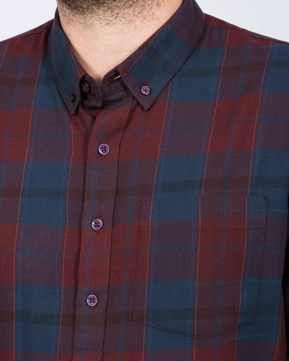 2t Jackson Tall Slim Fit Oxford Shirt (burgundy check) Smart Basic