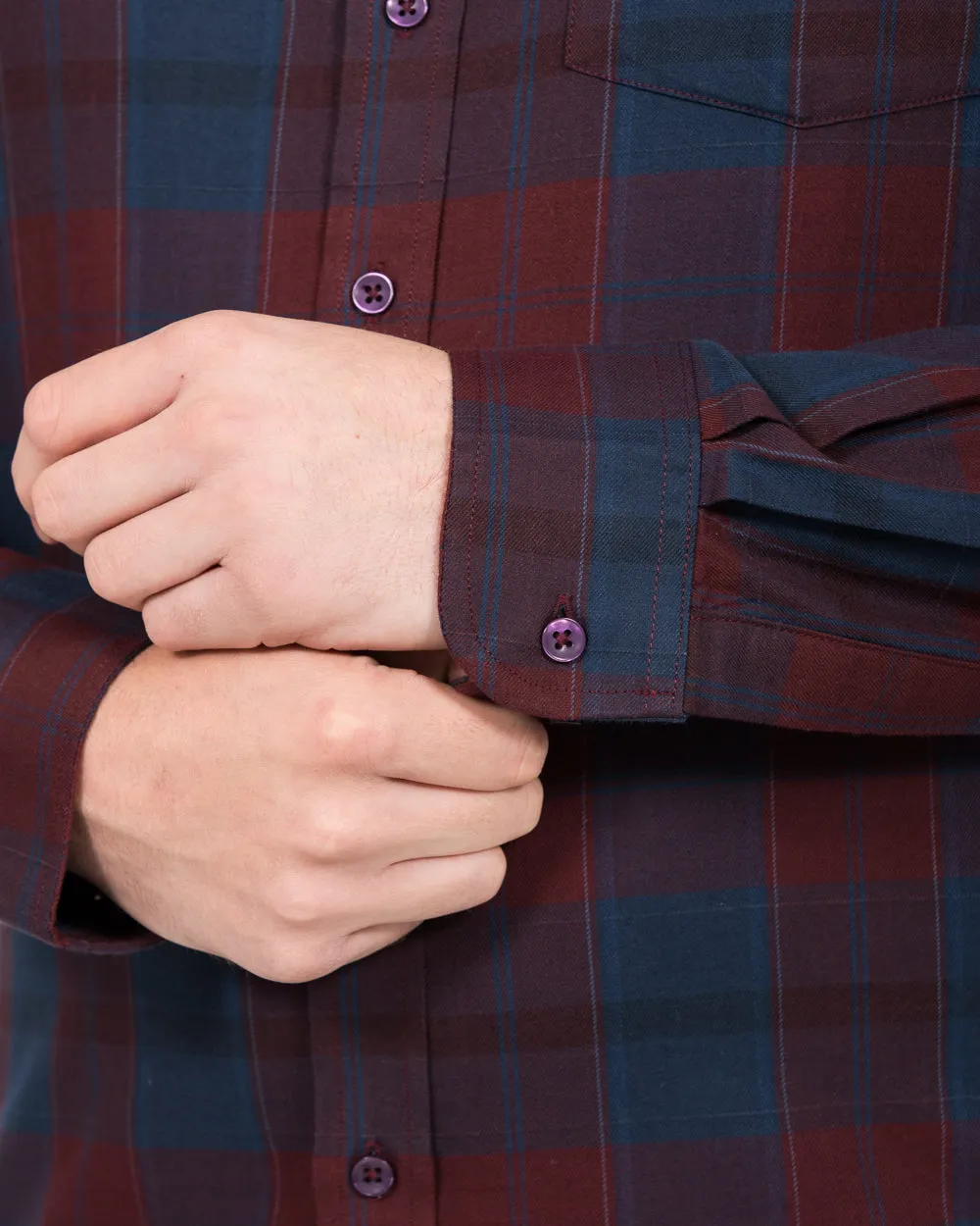 2t Jackson Tall Slim Fit Oxford Shirt (burgundy check) Casual Cool