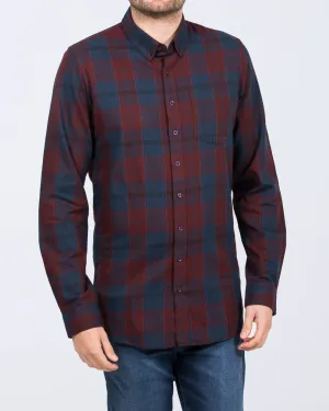 2t Jackson Tall Slim Fit Oxford Shirt (burgundy check) Lounge Life