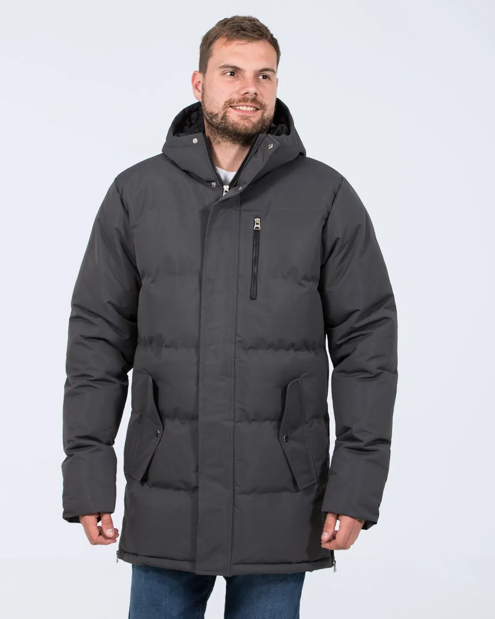 2t Jamie Tall Longline Puffer Jacket (grey) smart style shell