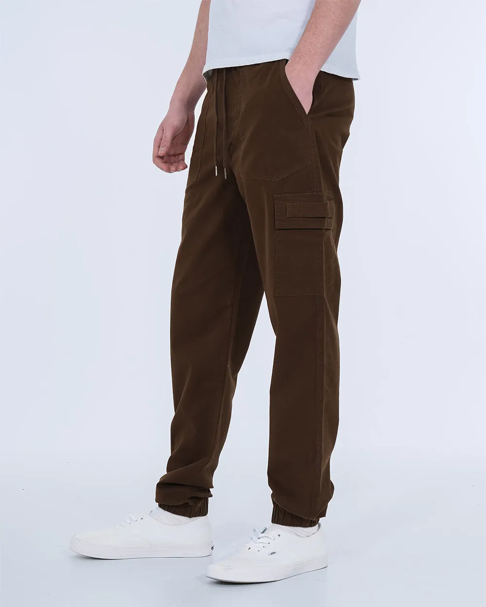 2t Jayden Regular Fit Tall Utility Cargo Trousers (brown) cool casual