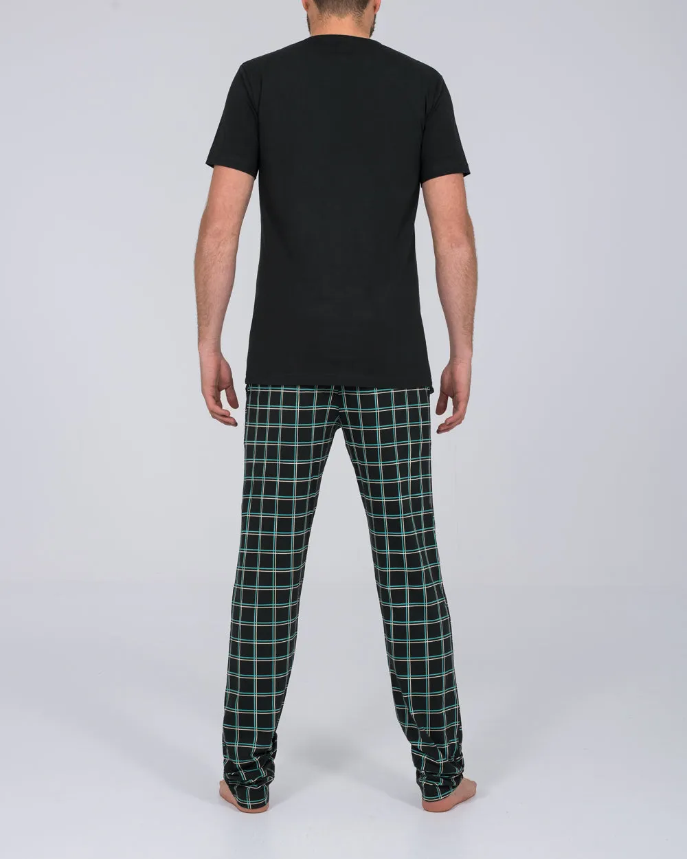 2t Jimmy Tall Mens Pyjama Set (teal check) Lightweight breathable