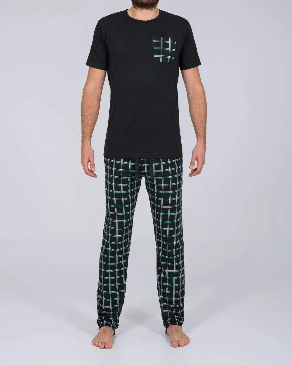 2t Jimmy Tall Mens Pyjama Set (teal check) Soft design