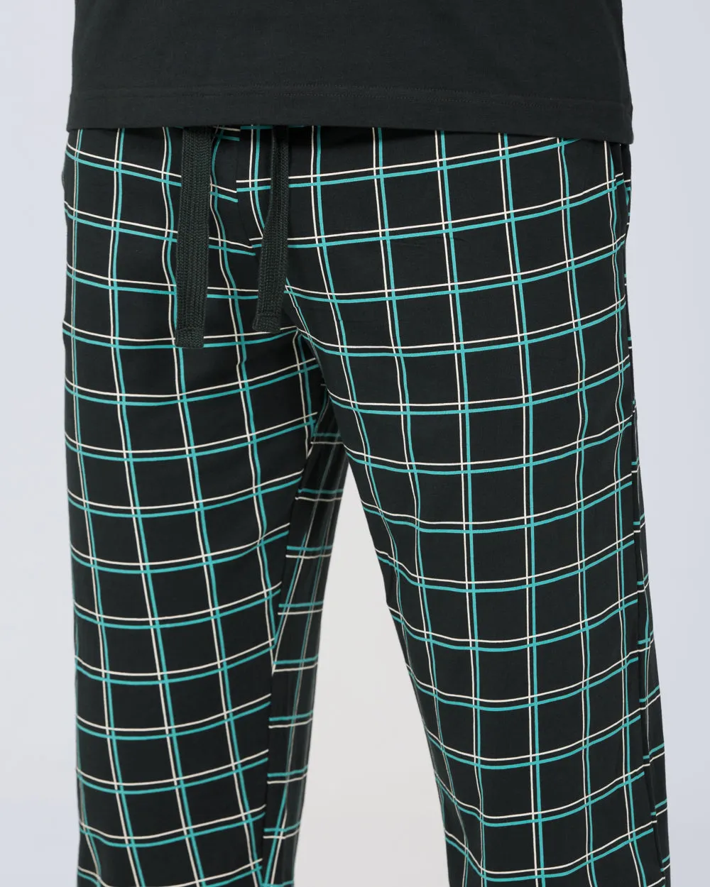 2t Jimmy Tall Mens Pyjama Set (teal check) Comfort cut