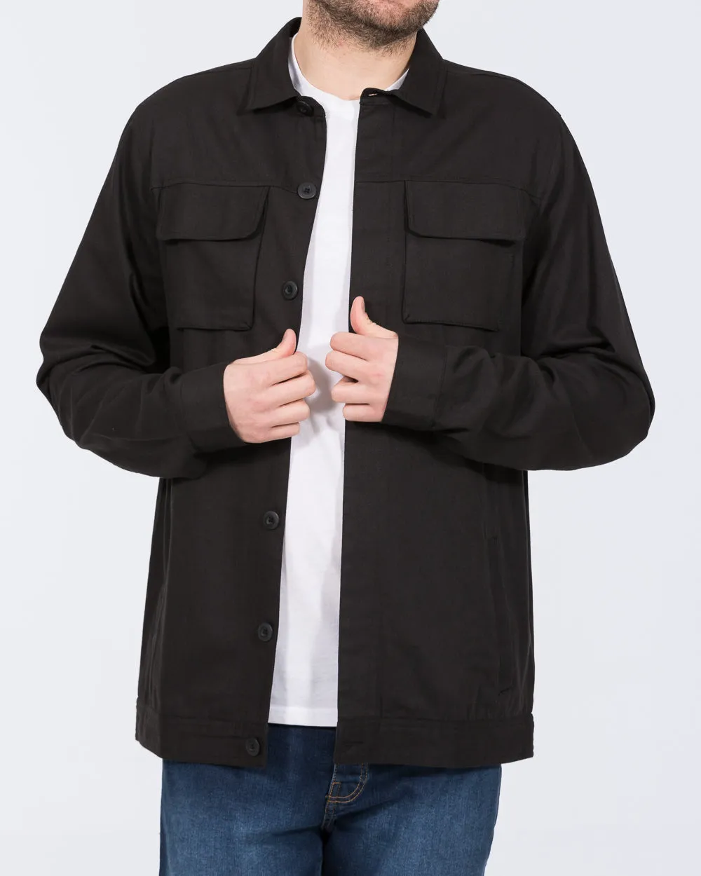 2t Linton Tall Cotton Harrington Shacket (black) winter minimalist look