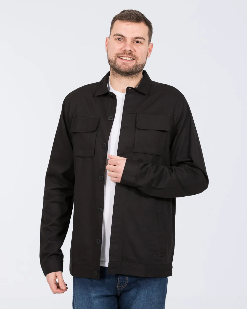 2t Linton Tall Cotton Harrington Shacket (black) Gentle Touch