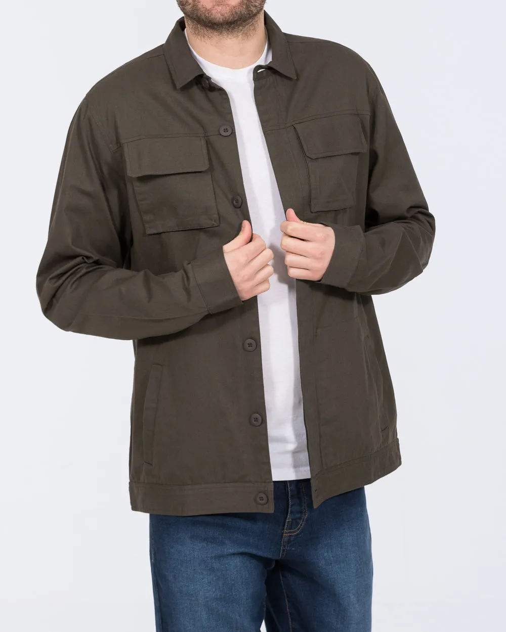 2t Linton Tall Cotton Harrington Shacket (khaki) fashion layering