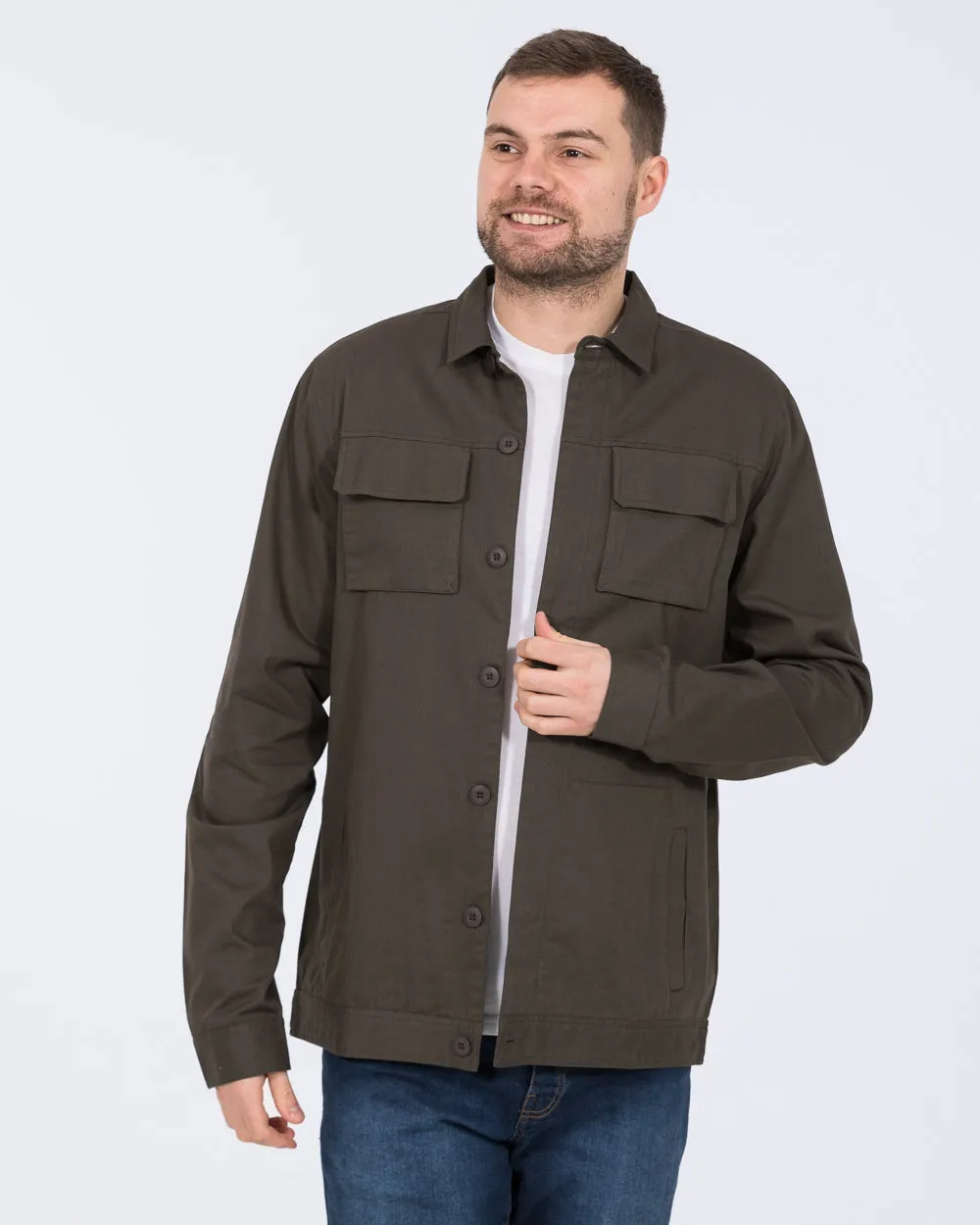 2t Linton Tall Cotton Harrington Shacket (khaki) sunrise to sunset