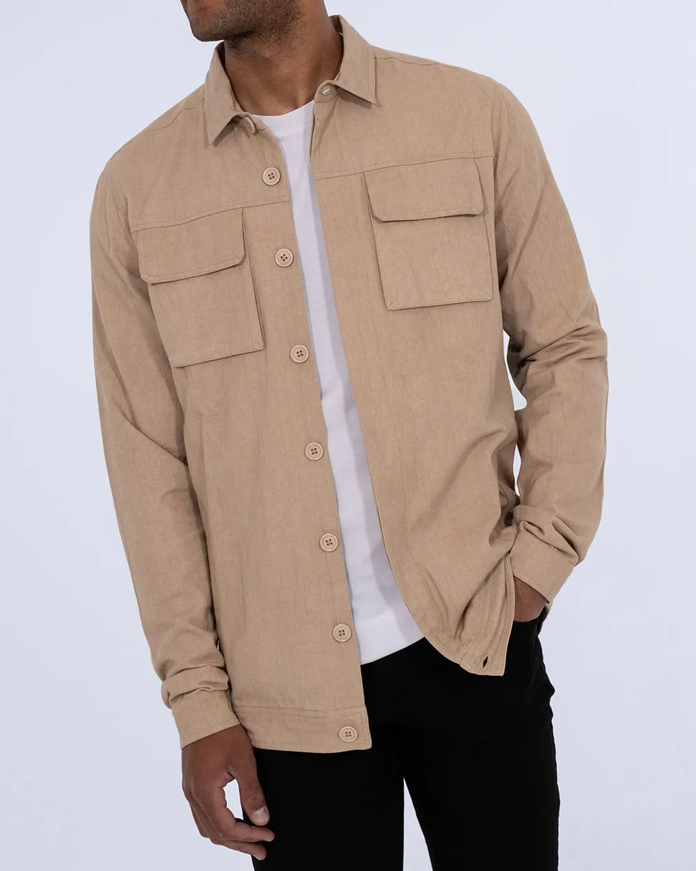 2t Linton Tall Cotton Harrington Shacket (stone) Fast Day