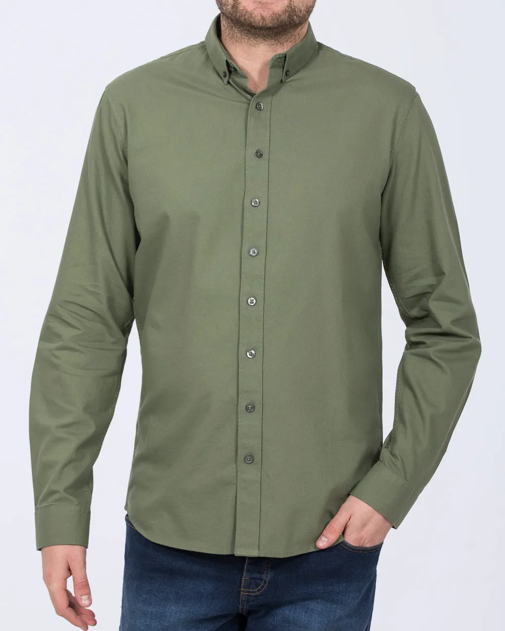2t Logan Slim Fit Tall Oxford Shirt (olive) Fast Wear