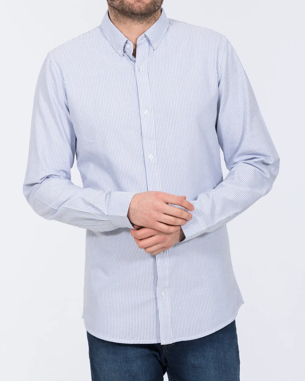 2t Logan Slim Fit Tall Oxford Shirt (pale blue stripe) Bold Cool