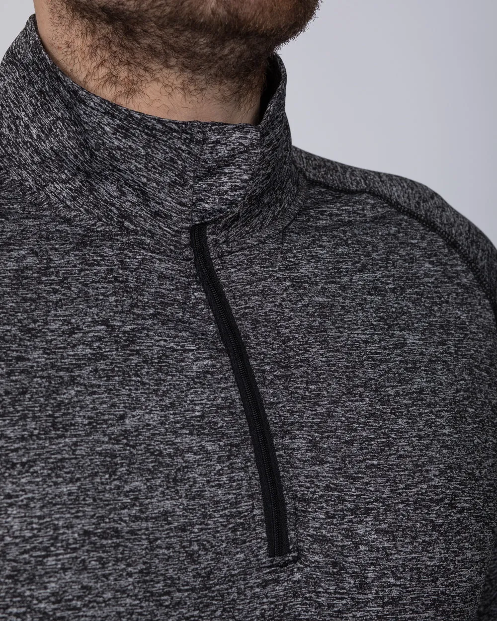 2t Long Sleeve Quarter-Zip Training Top (black marl) cafe look