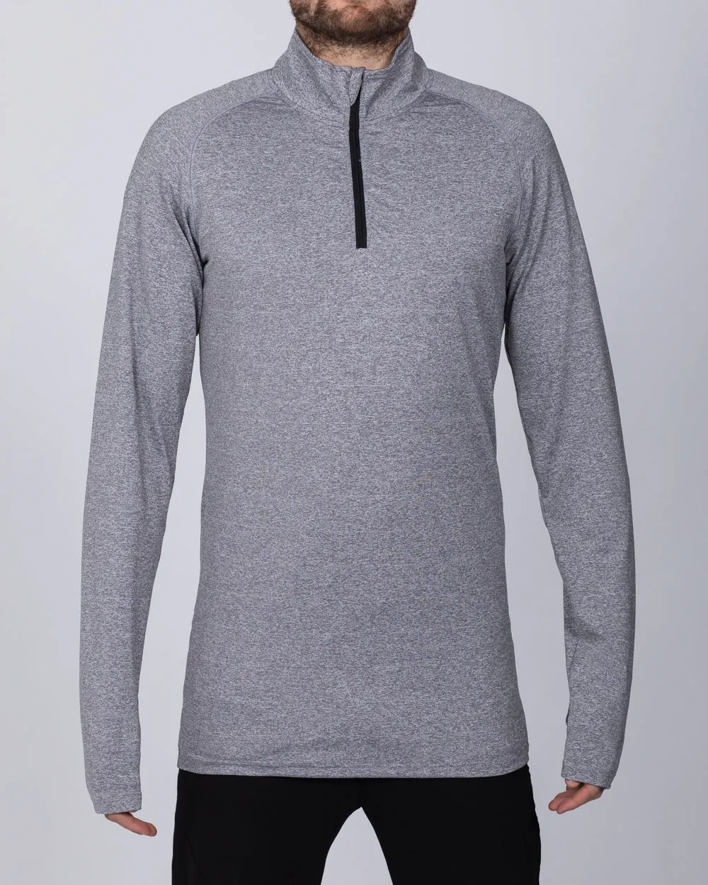 2t Long Sleeve Quarter-Zip Training Top (grey marl) indoor chill