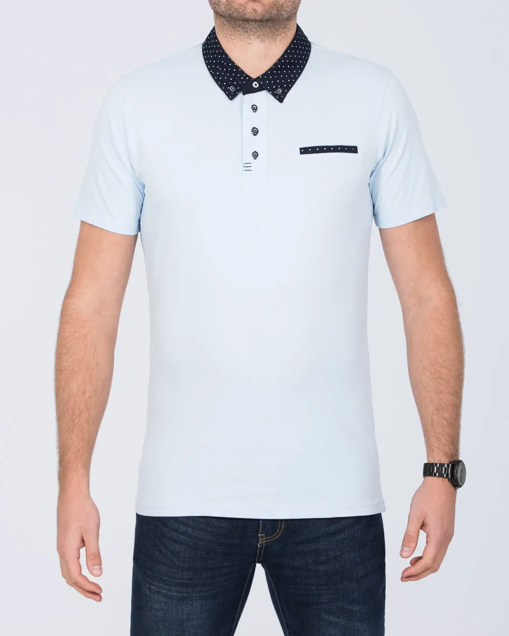 2t Morgan Slim Fit Tall Polo Shirt (sky) comfort layer