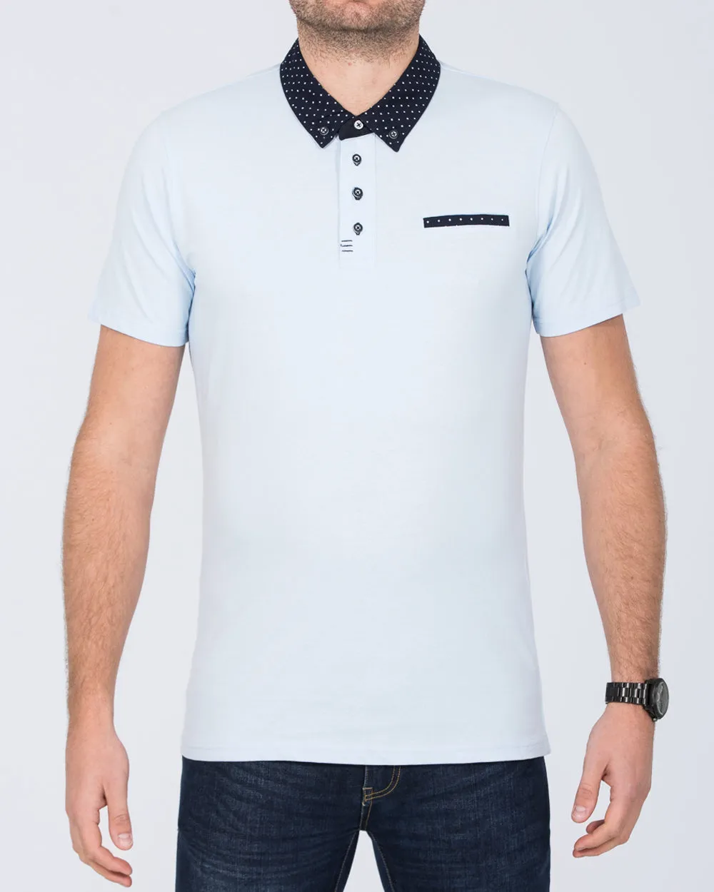2t Morgan Slim Fit Tall Polo Shirt (sky) grounded mood
