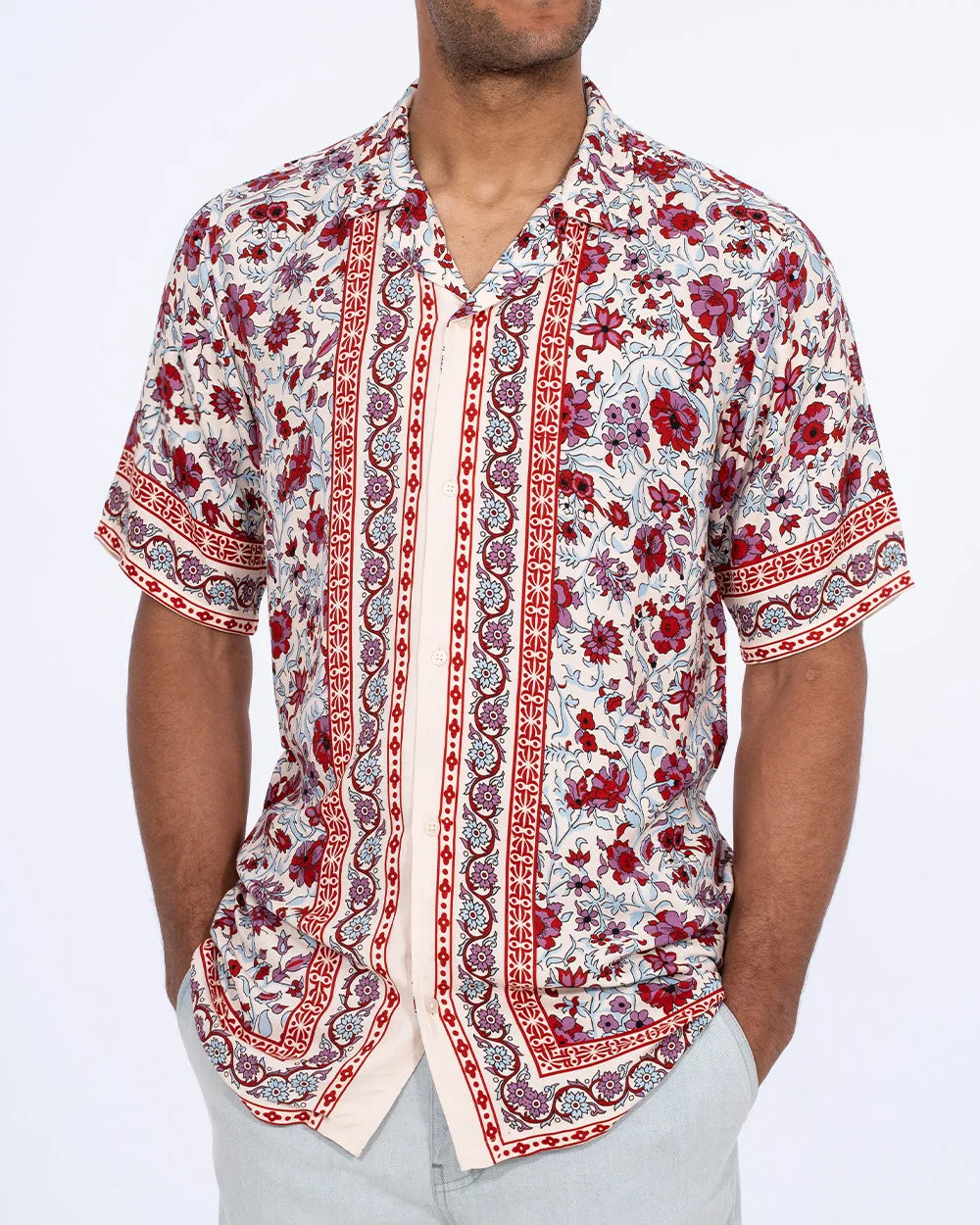 2t Musa Tall Short Sleeve Printed Revere Shirt (red) Fast Wear