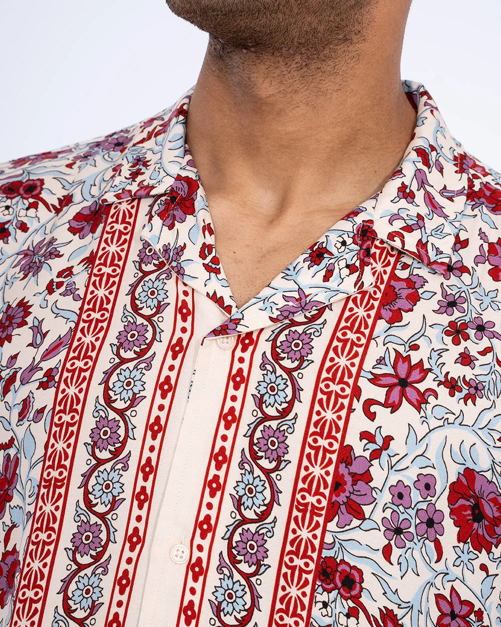 2t Musa Tall Short Sleeve Printed Revere Shirt (red) Easy Pick