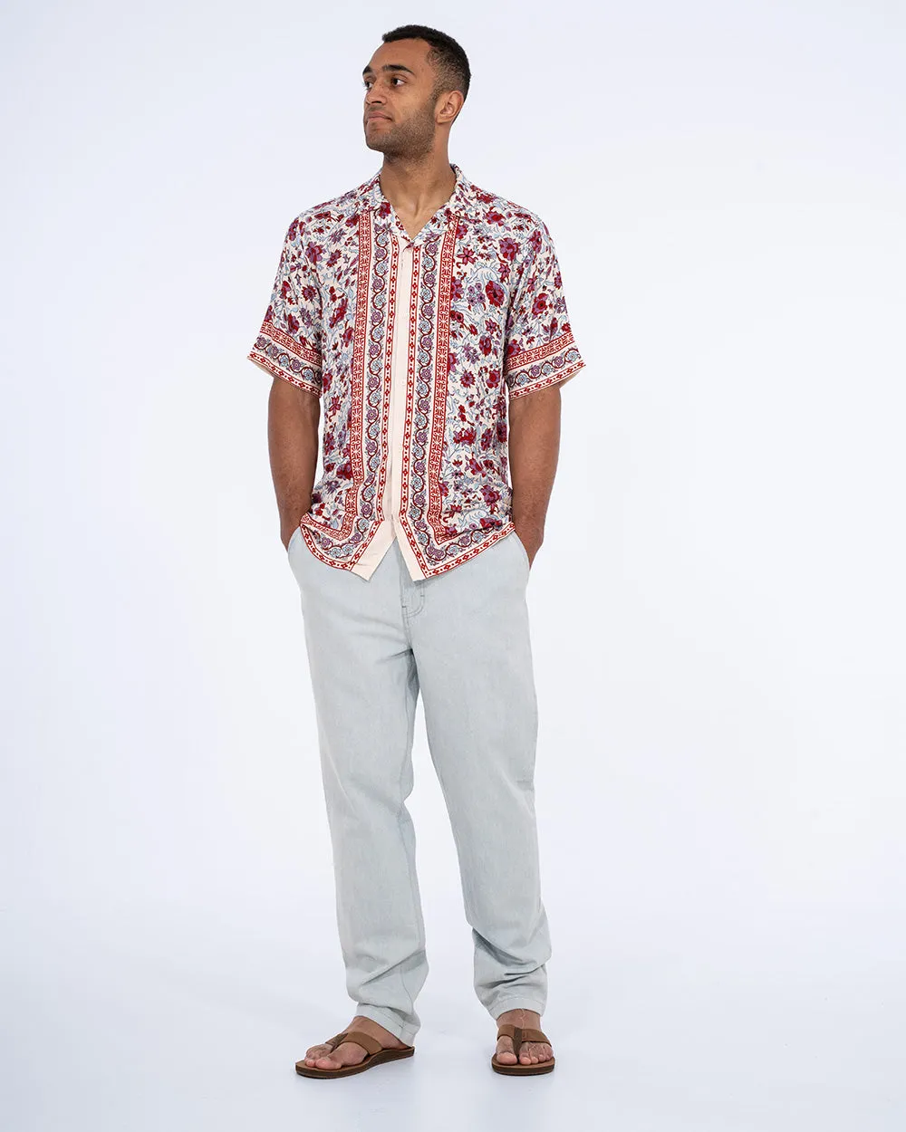 2t Musa Tall Short Sleeve Printed Revere Shirt (red) Style Upgrade