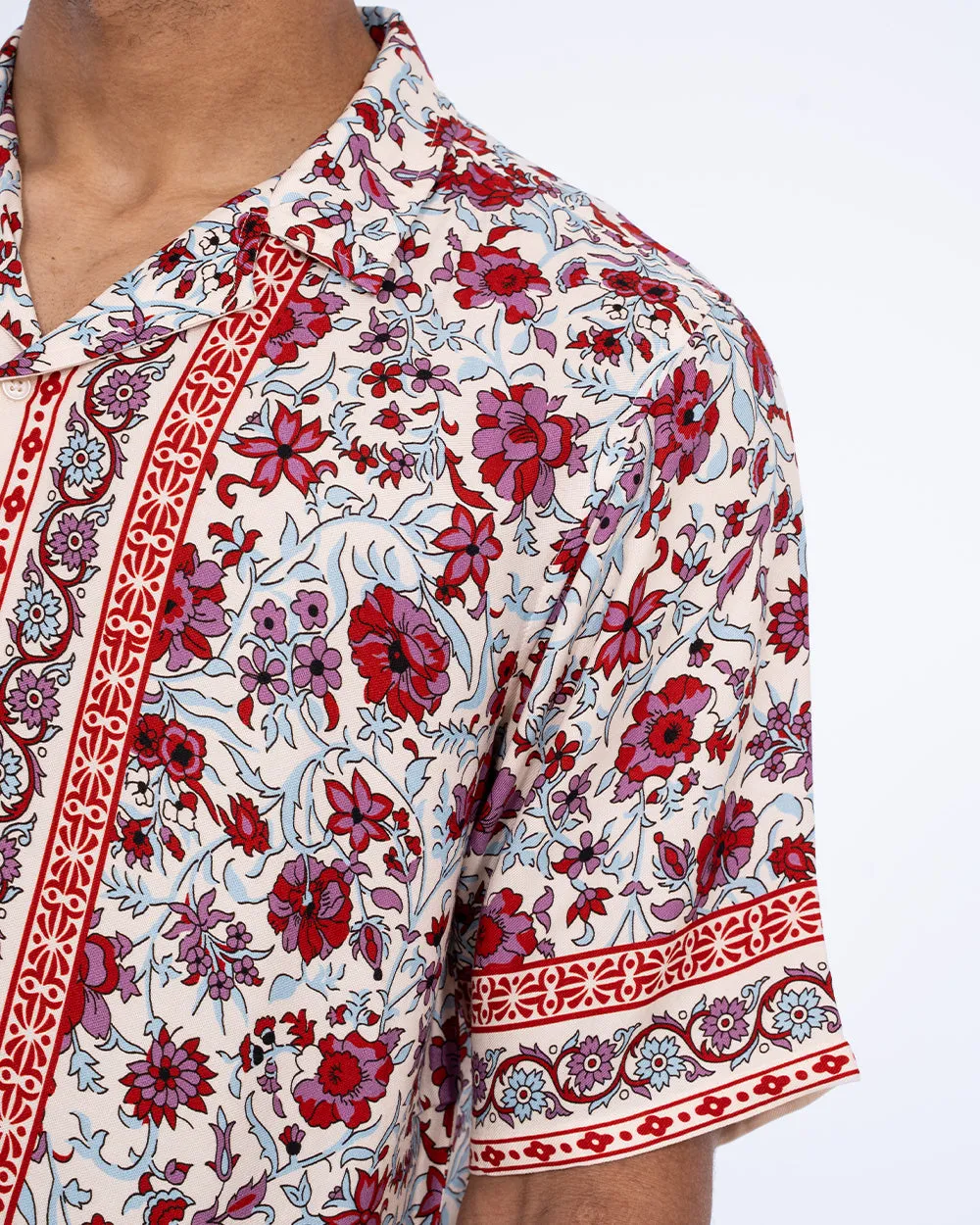 2t Musa Tall Short Sleeve Printed Revere Shirt (red) Smart Basic